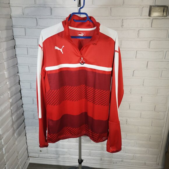 Puma Dry Cell Men's Size Large Red & White 1/4 Zip Closure Pullover - Picture 4 of 13